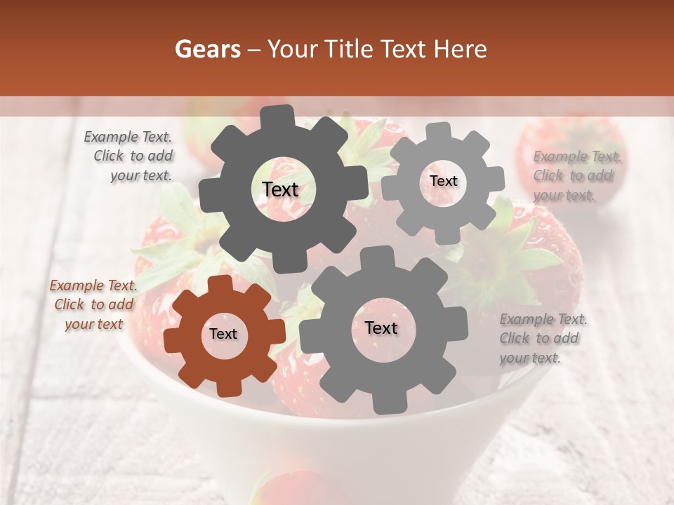 A Bowl Of Strawberries On A Wooden Table PowerPoint Template