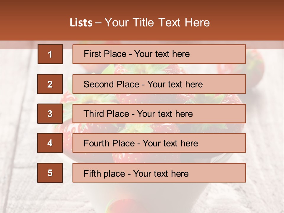 A Bowl Of Strawberries On A Wooden Table PowerPoint Template