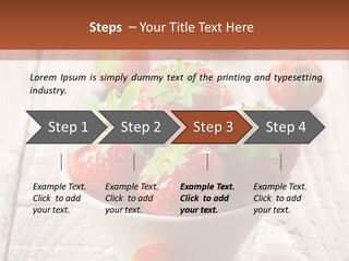 A Bowl Of Strawberries On A Wooden Table PowerPoint Template