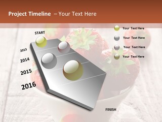 A Bowl Of Strawberries On A Wooden Table PowerPoint Template
