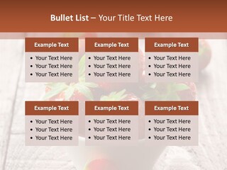 A Bowl Of Strawberries On A Wooden Table PowerPoint Template