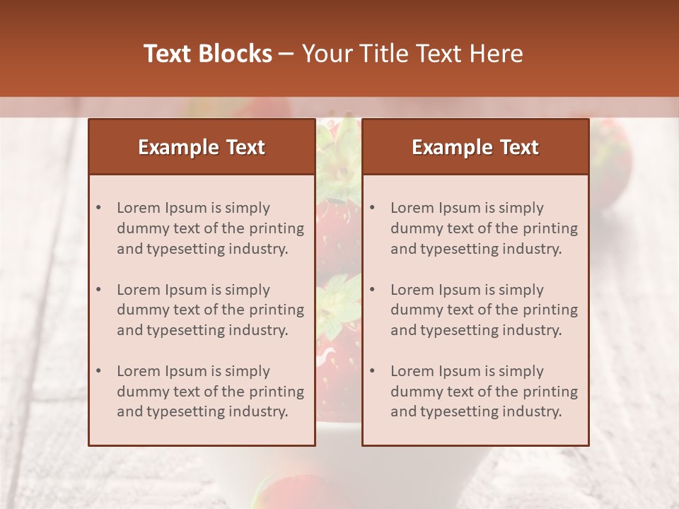 A Bowl Of Strawberries On A Wooden Table PowerPoint Template