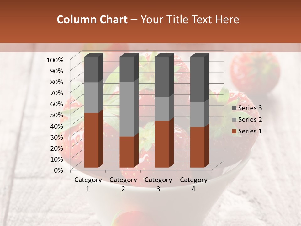 A Bowl Of Strawberries On A Wooden Table PowerPoint Template