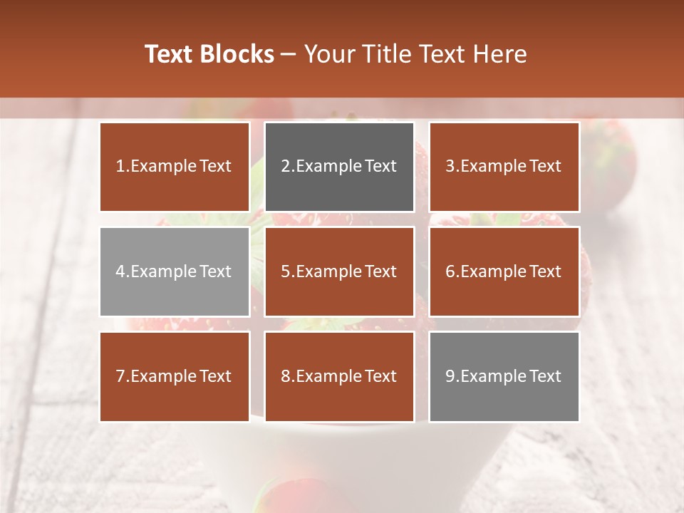 A Bowl Of Strawberries On A Wooden Table PowerPoint Template
