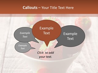 A Bowl Of Strawberries On A Wooden Table PowerPoint Template