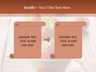 A Bowl Of Strawberries On A Wooden Table PowerPoint Template