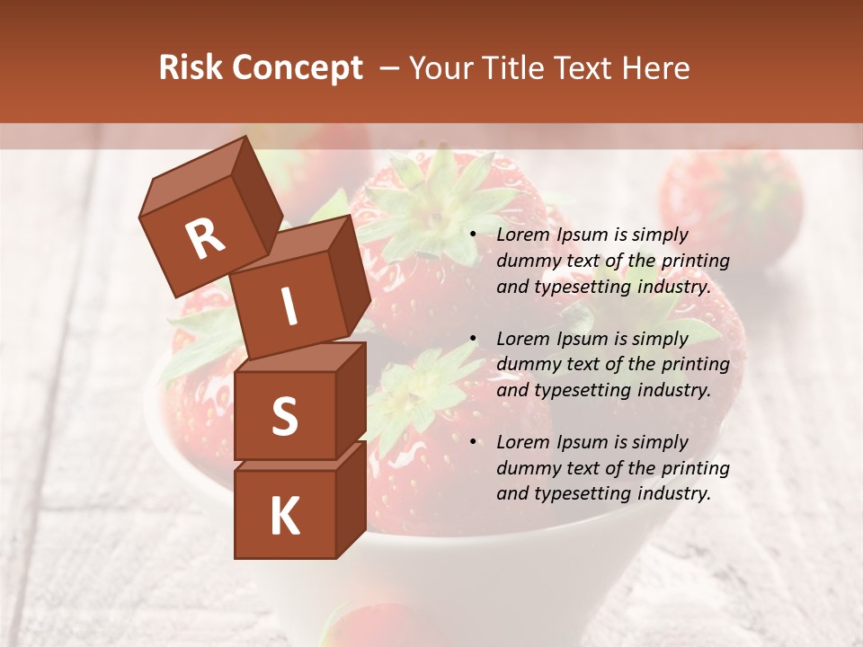 A Bowl Of Strawberries On A Wooden Table PowerPoint Template