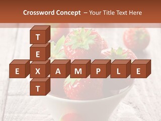 A Bowl Of Strawberries On A Wooden Table PowerPoint Template
