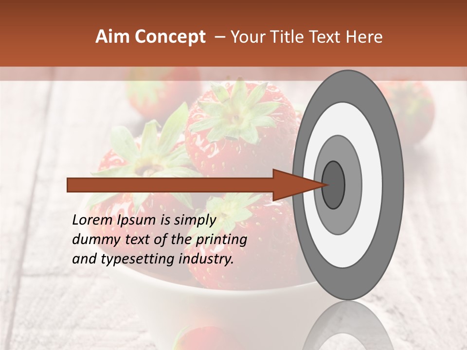 A Bowl Of Strawberries On A Wooden Table PowerPoint Template