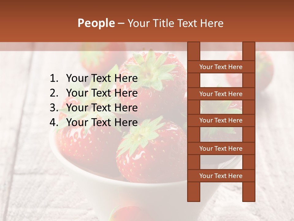 A Bowl Of Strawberries On A Wooden Table PowerPoint Template