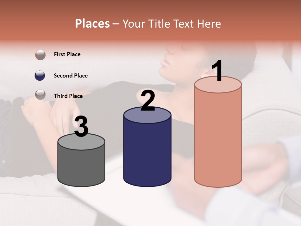 A Woman Laying On A Couch With Her Hand On Her Stomach PowerPoint Template