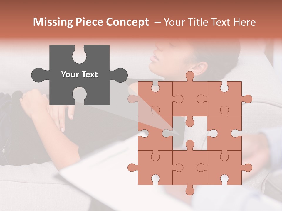 A Woman Laying On A Couch With Her Hand On Her Stomach PowerPoint Template