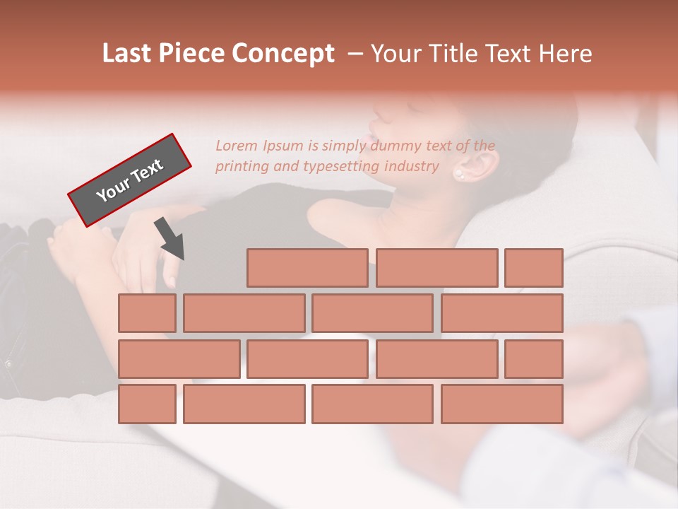 A Woman Laying On A Couch With Her Hand On Her Stomach PowerPoint Template