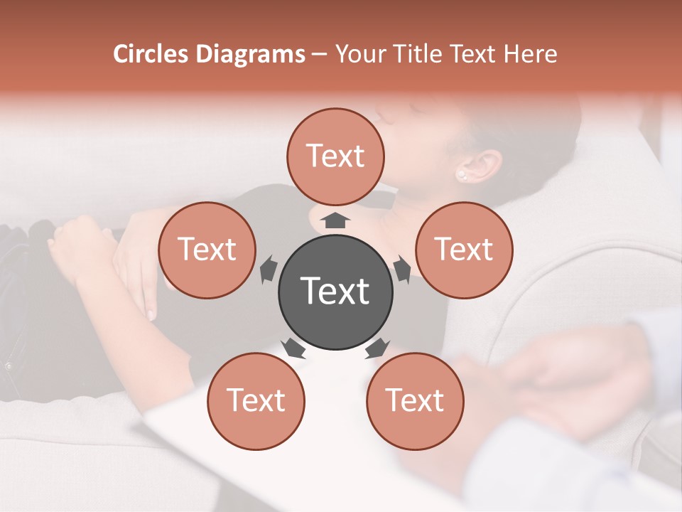 A Woman Laying On A Couch With Her Hand On Her Stomach PowerPoint Template