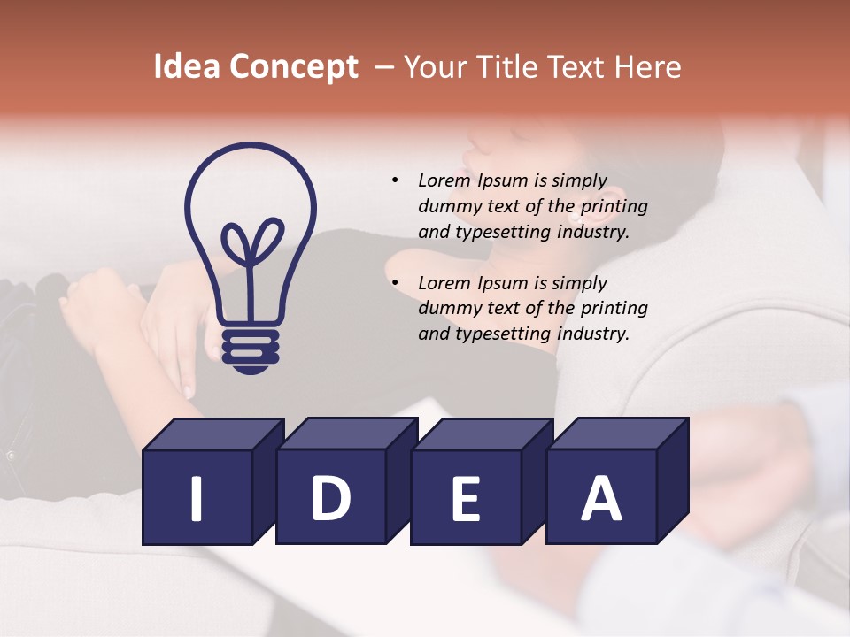 A Woman Laying On A Couch With Her Hand On Her Stomach PowerPoint Template