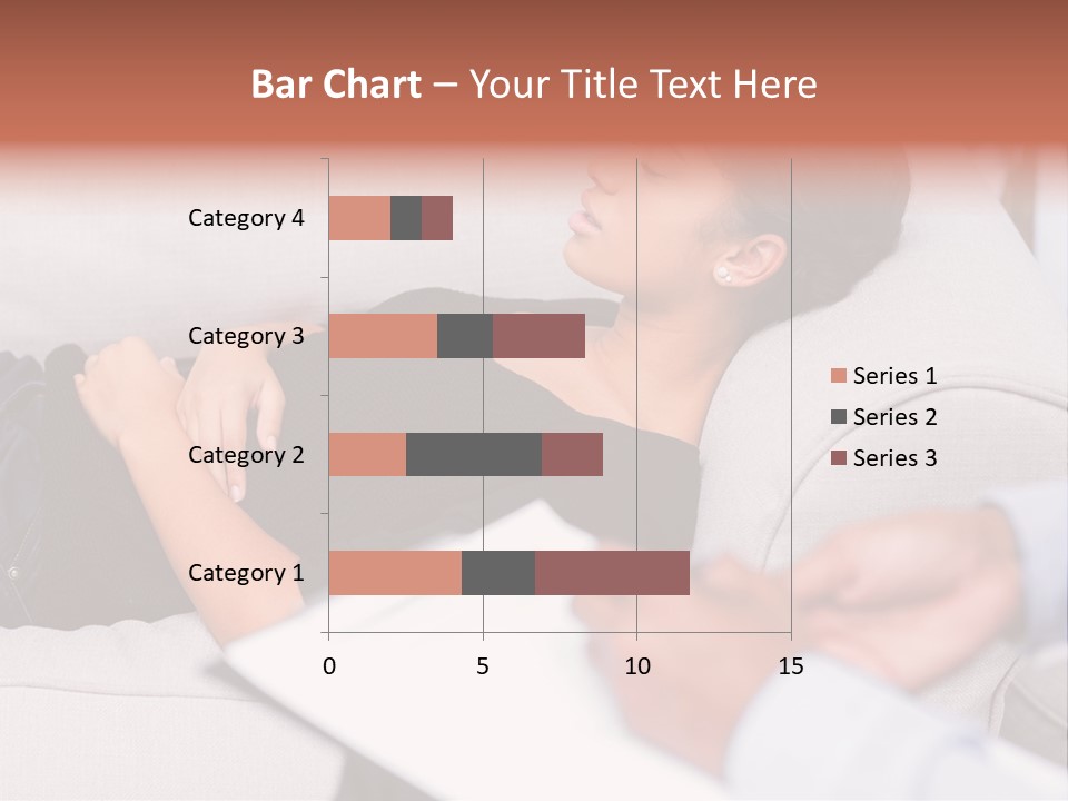 A Woman Laying On A Couch With Her Hand On Her Stomach PowerPoint Template