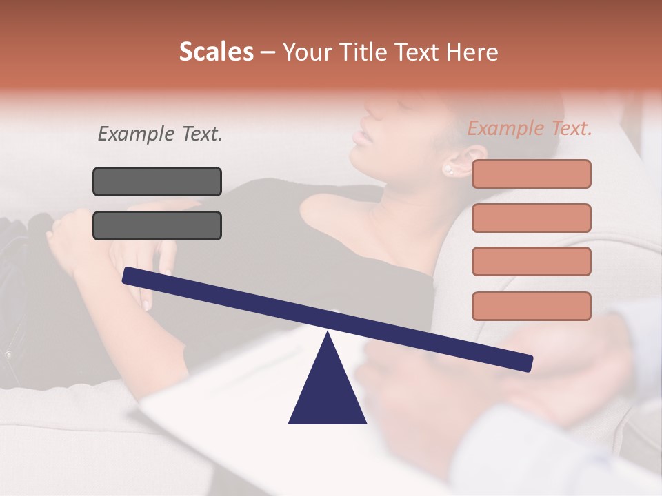 A Woman Laying On A Couch With Her Hand On Her Stomach PowerPoint Template