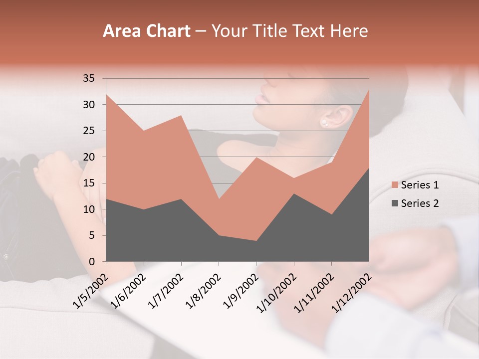 A Woman Laying On A Couch With Her Hand On Her Stomach PowerPoint Template