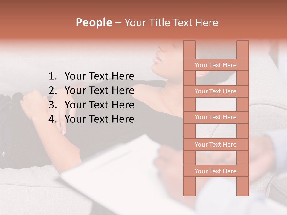 A Woman Laying On A Couch With Her Hand On Her Stomach PowerPoint Template