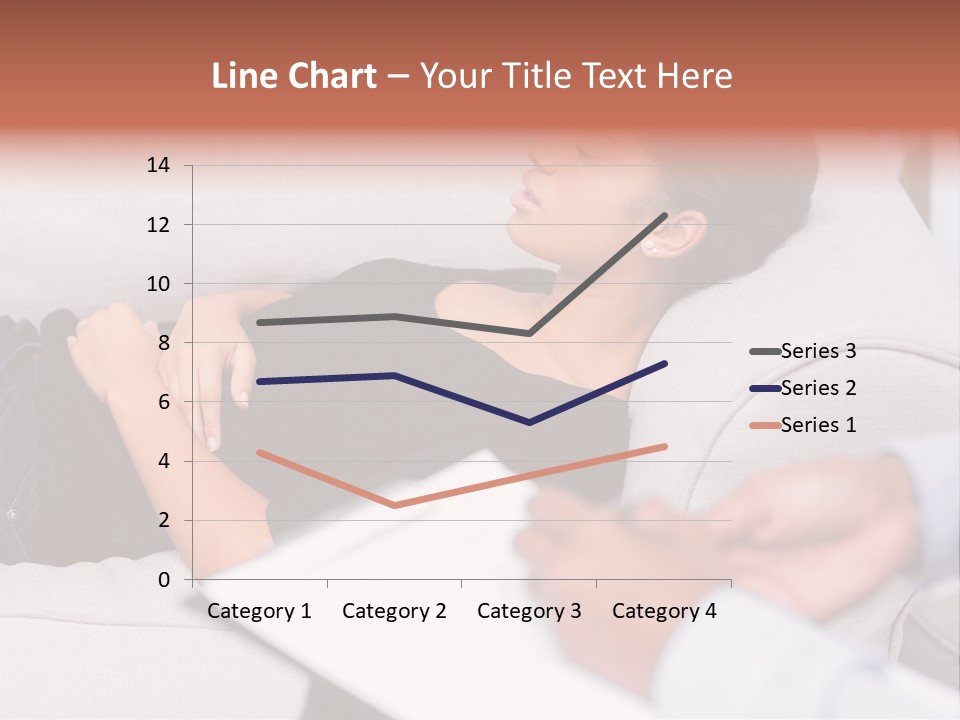 A Woman Laying On A Couch With Her Hand On Her Stomach PowerPoint Template