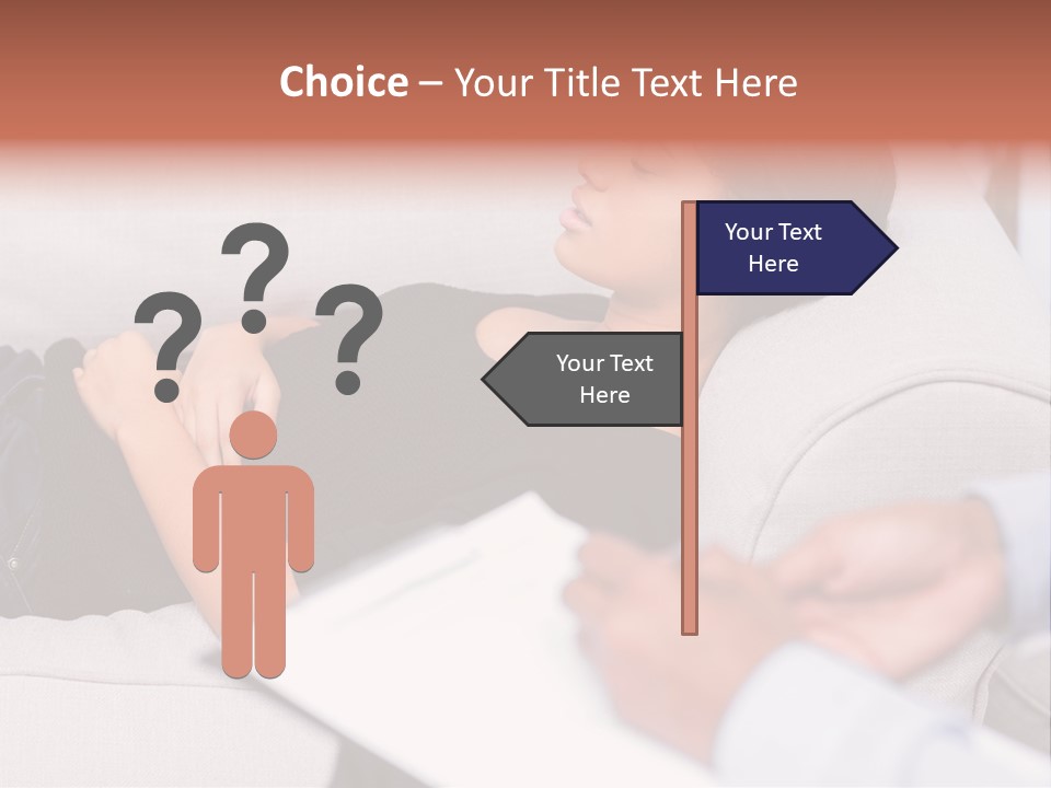 A Woman Laying On A Couch With Her Hand On Her Stomach PowerPoint Template