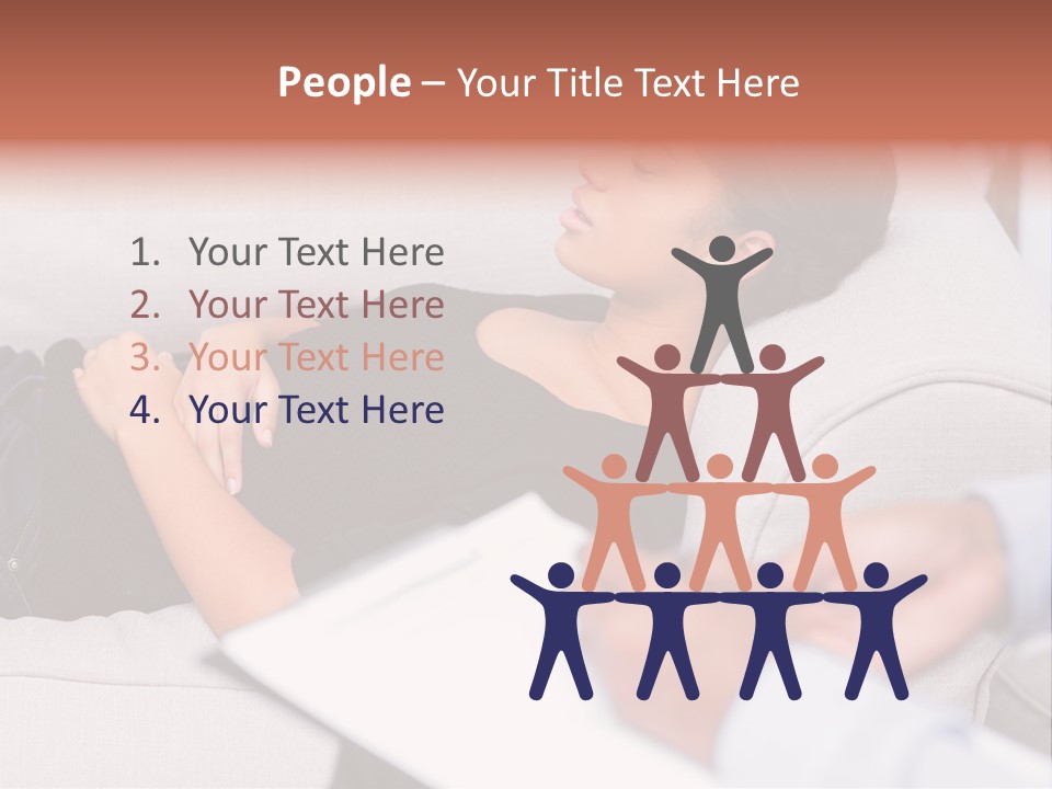 A Woman Laying On A Couch With Her Hand On Her Stomach PowerPoint Template