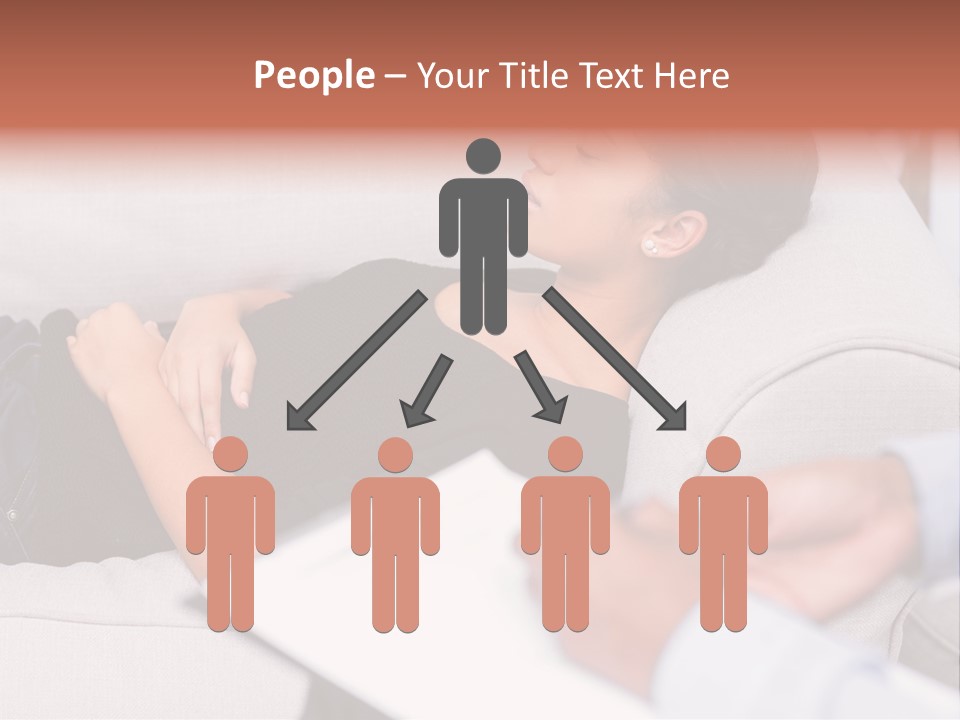 A Woman Laying On A Couch With Her Hand On Her Stomach PowerPoint Template