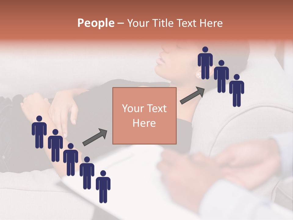 A Woman Laying On A Couch With Her Hand On Her Stomach PowerPoint Template