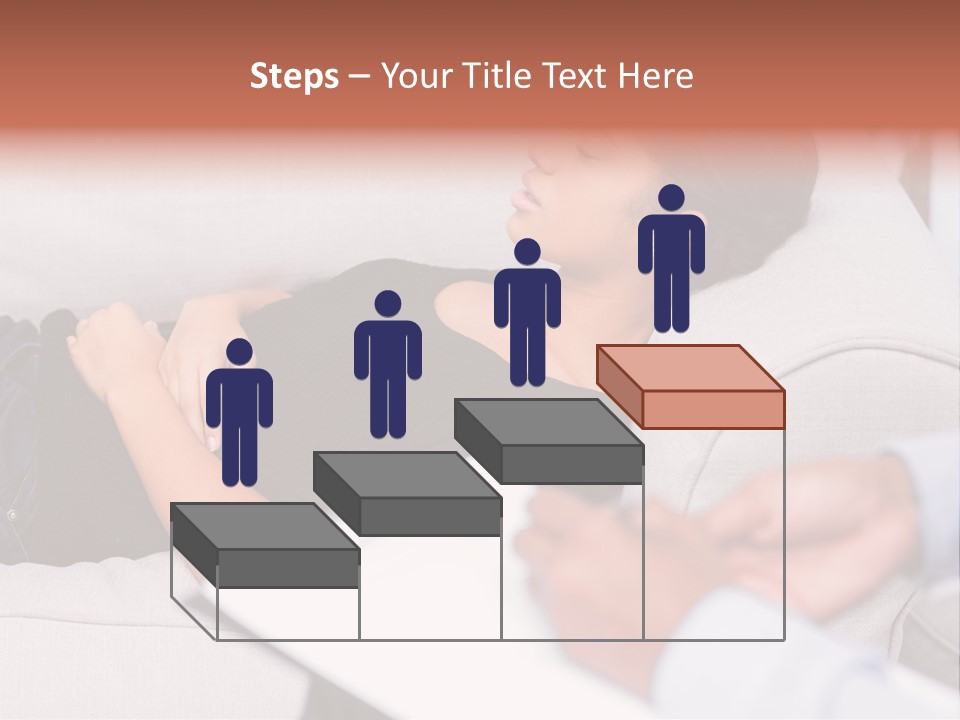 A Woman Laying On A Couch With Her Hand On Her Stomach PowerPoint Template