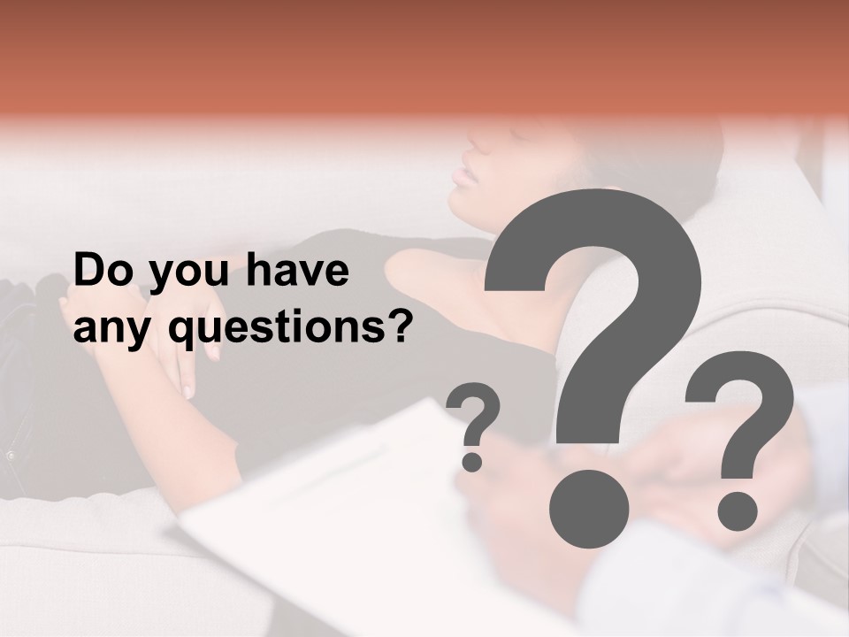 A Woman Laying On A Couch With Her Hand On Her Stomach PowerPoint Template