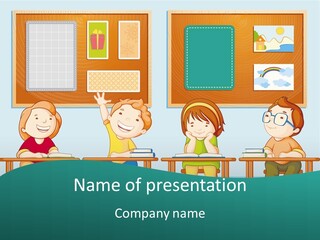 A Group Of Kids Sitting At Desks In A Classroom PowerPoint Template