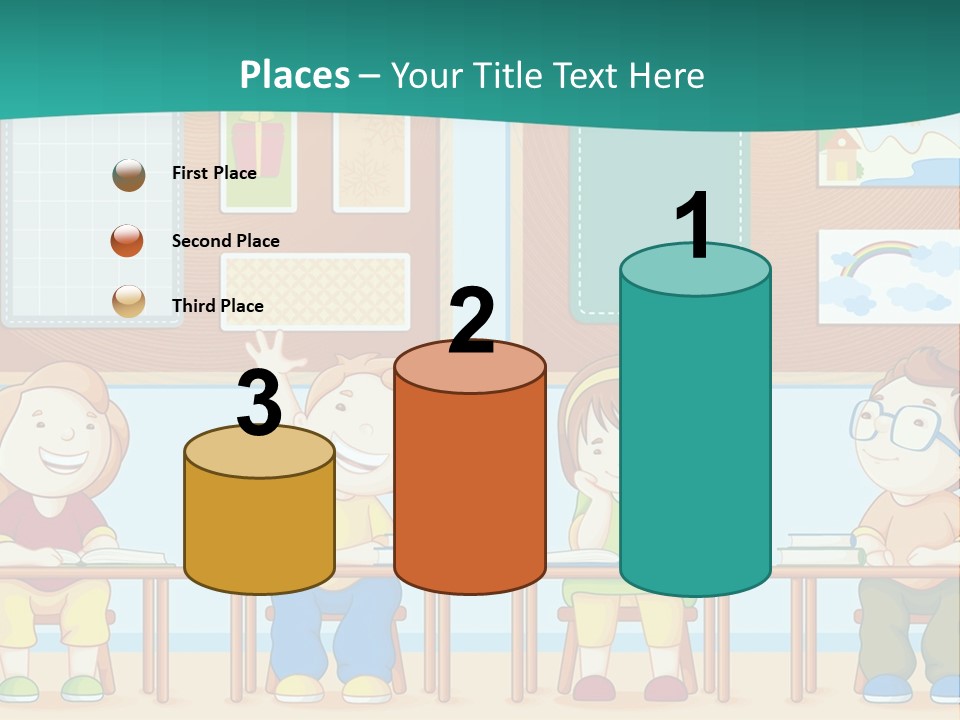 A Group Of Kids Sitting At Desks In A Classroom PowerPoint Template