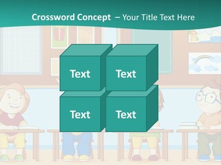 A Group Of Kids Sitting At Desks In A Classroom PowerPoint Template