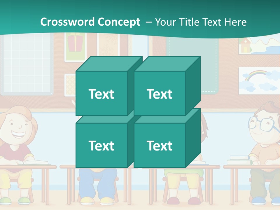 A Group Of Kids Sitting At Desks In A Classroom PowerPoint Template