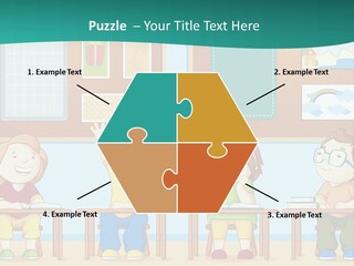 A Group Of Kids Sitting At Desks In A Classroom PowerPoint Template