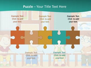 A Group Of Kids Sitting At Desks In A Classroom PowerPoint Template