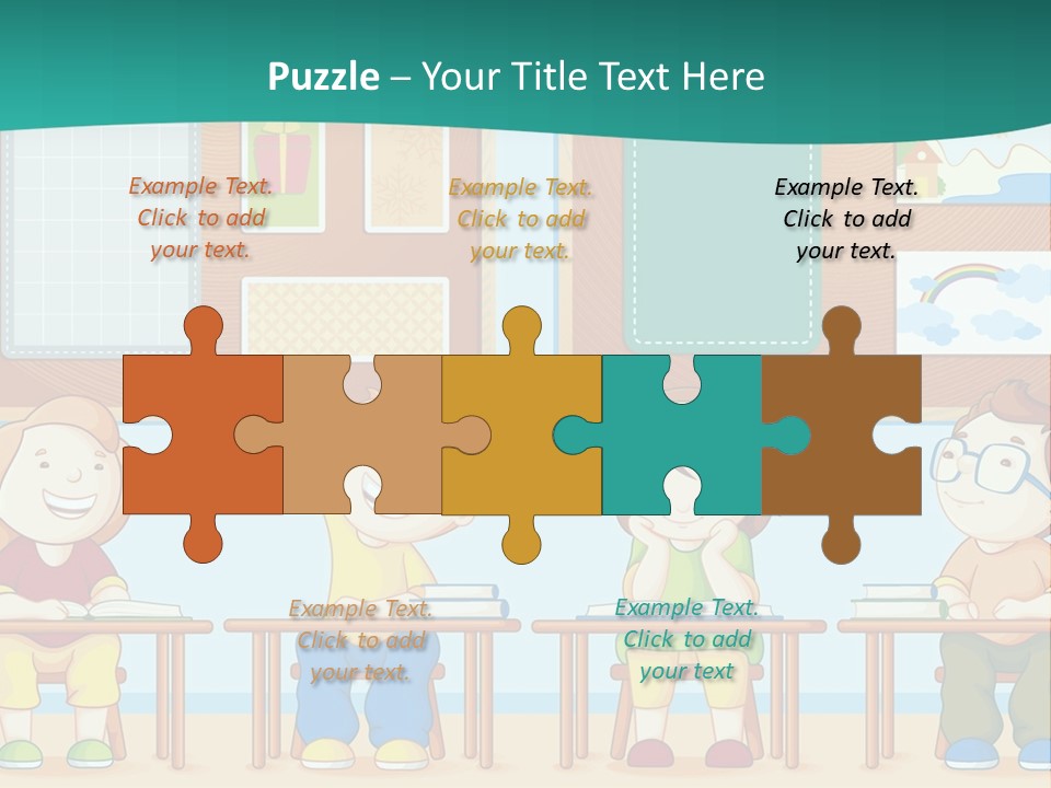 A Group Of Kids Sitting At Desks In A Classroom PowerPoint Template