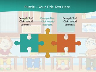 A Group Of Kids Sitting At Desks In A Classroom PowerPoint Template