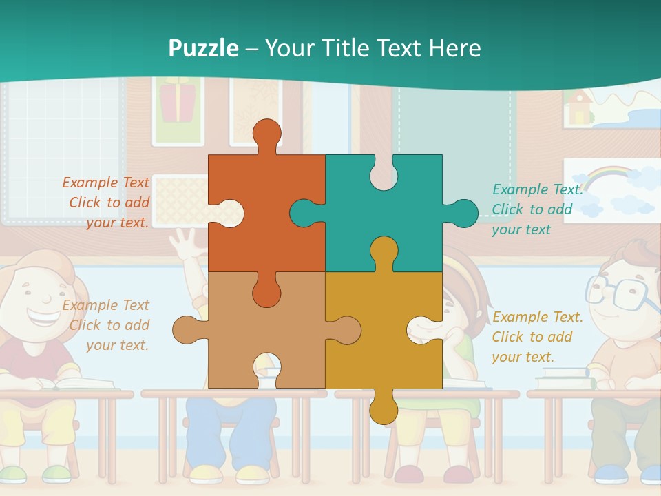 A Group Of Kids Sitting At Desks In A Classroom PowerPoint Template