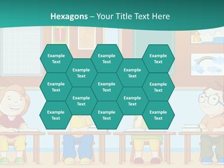 A Group Of Kids Sitting At Desks In A Classroom PowerPoint Template