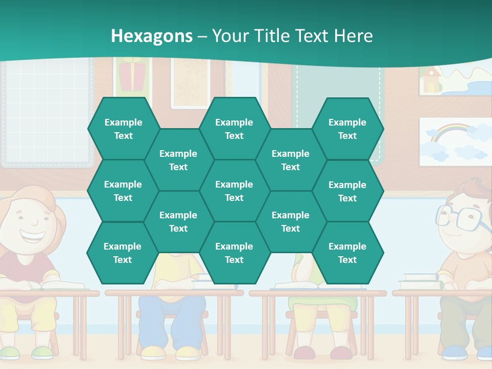 A Group Of Kids Sitting At Desks In A Classroom PowerPoint Template