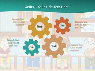 A Group Of Kids Sitting At Desks In A Classroom PowerPoint Template