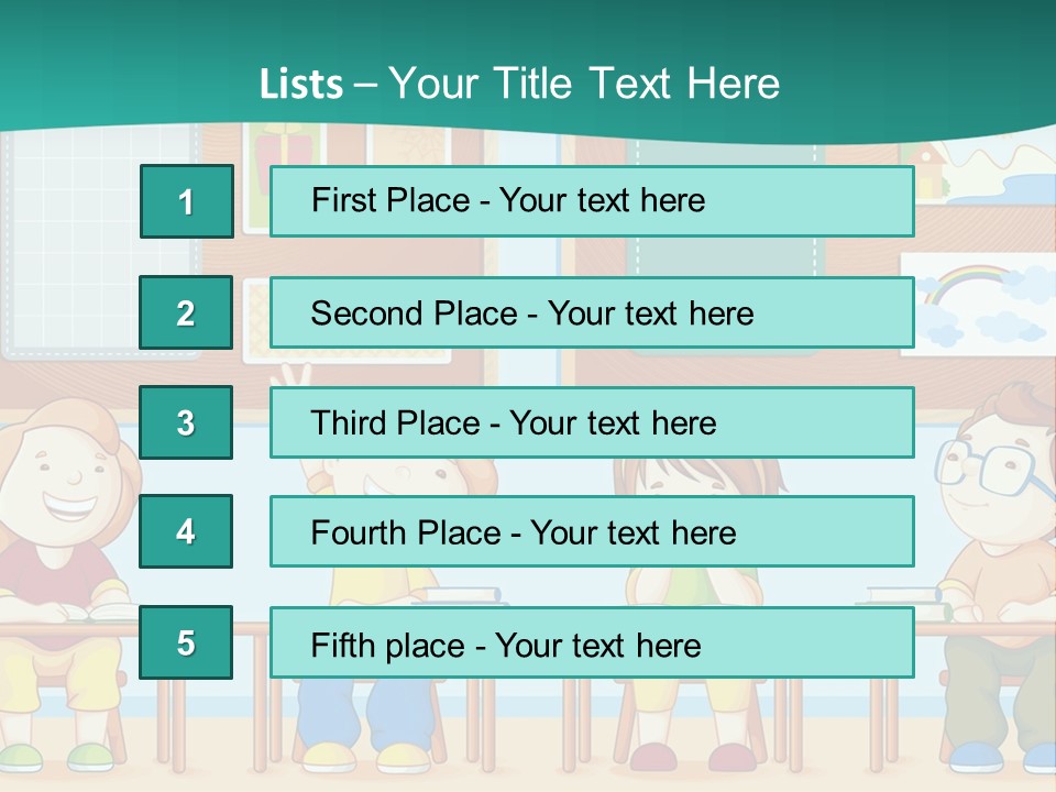 A Group Of Kids Sitting At Desks In A Classroom PowerPoint Template