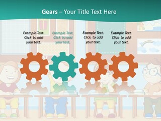 A Group Of Kids Sitting At Desks In A Classroom PowerPoint Template