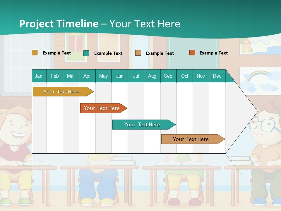 A Group Of Kids Sitting At Desks In A Classroom PowerPoint Template