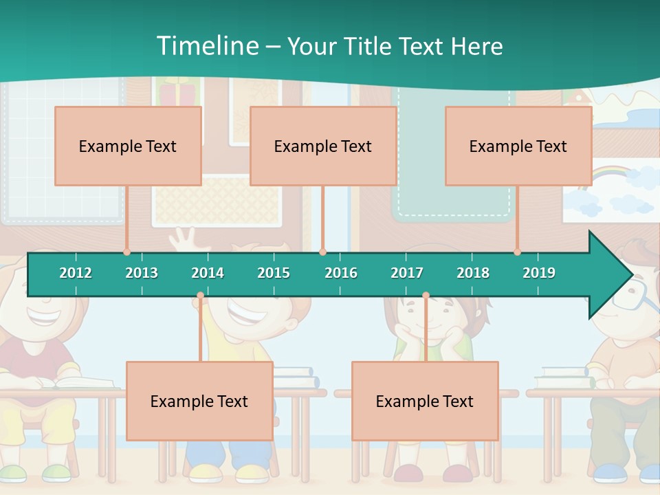 A Group Of Kids Sitting At Desks In A Classroom PowerPoint Template
