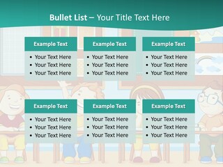 A Group Of Kids Sitting At Desks In A Classroom PowerPoint Template