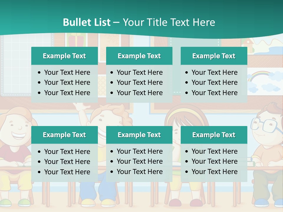 A Group Of Kids Sitting At Desks In A Classroom PowerPoint Template