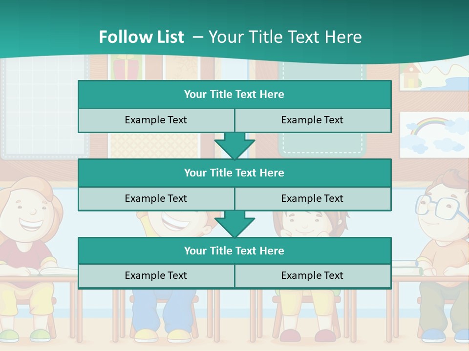 A Group Of Kids Sitting At Desks In A Classroom PowerPoint Template