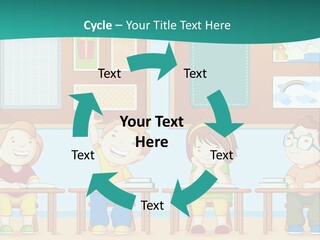 A Group Of Kids Sitting At Desks In A Classroom PowerPoint Template
